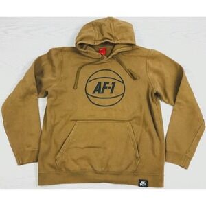 Nike Air Force1 Hoodie Men L Brown AF1 Basketball Logo Drawstring 888299-245 Y2K